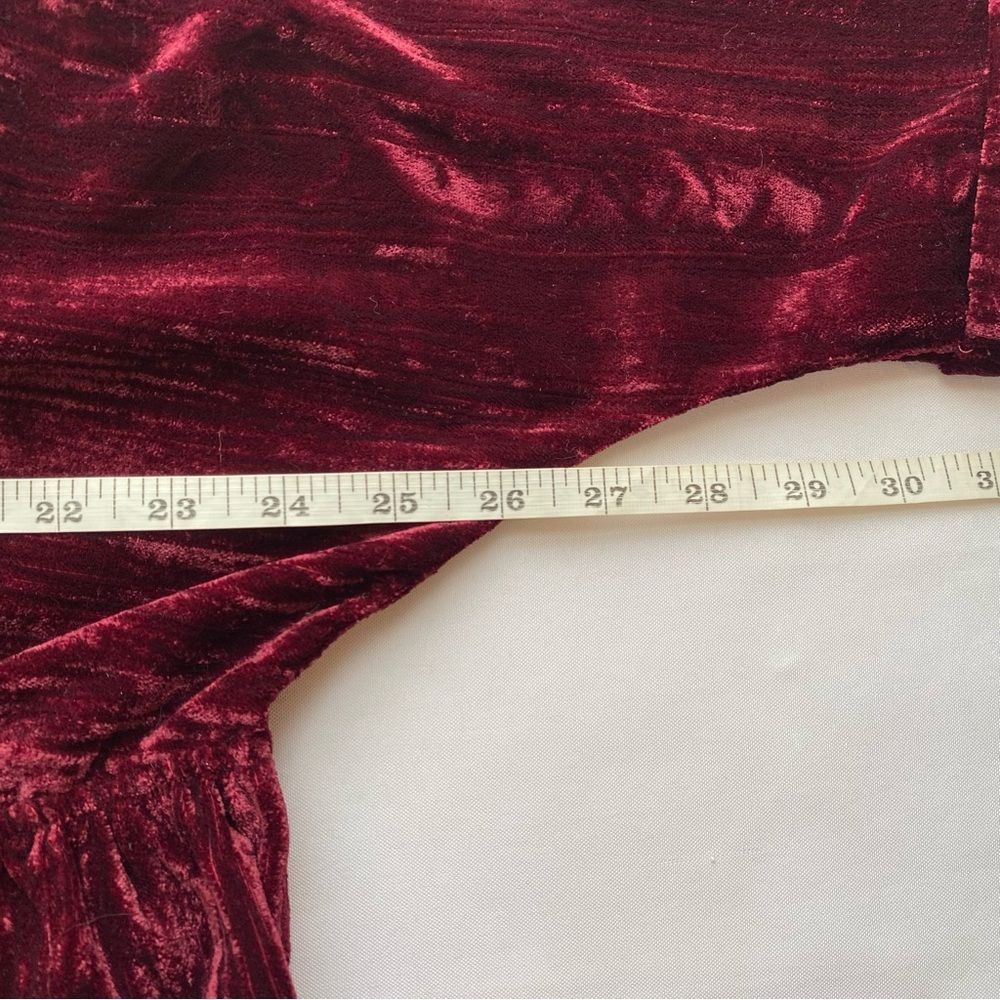 Natural Life Maroon Stella V-Neckline Crushed Velvet Boho Mini Dress Size Large - Picture 12 of 14